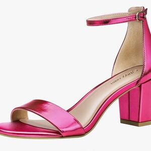 Pink Metallic Block Heels Size 8.5